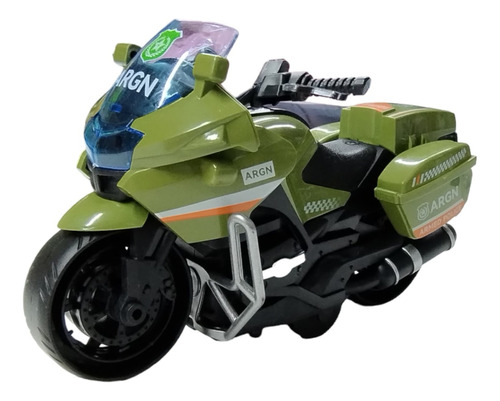Moto Motocicleta Policia Rescate A Friccion En Caja Color Verde