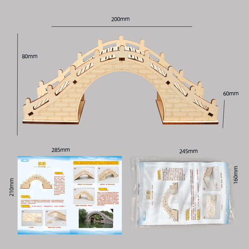 3 Rompecabezas De Madera 3d Modelo Puente De Arco Hecho A