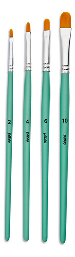 Pinceles Pebeo Acrílico Fluido Set 4 Avellanados (filbert) Cerdas Caqui