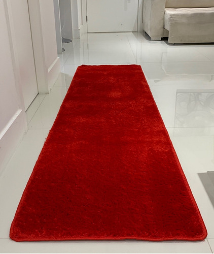 Passadeira Trilho Tapete 0,66 X 1,80 Toque Macio Pratatêxtil Desenho do tecido VERMELHO-APOLO