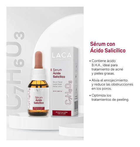 Serum Ácido Salicílico 2% Piel Grasa Reduce Poros Laca Grasa Noche