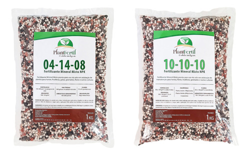 Kit Fertilizante Plantfertil 04-14-08 + 10-10-10 | 2kg