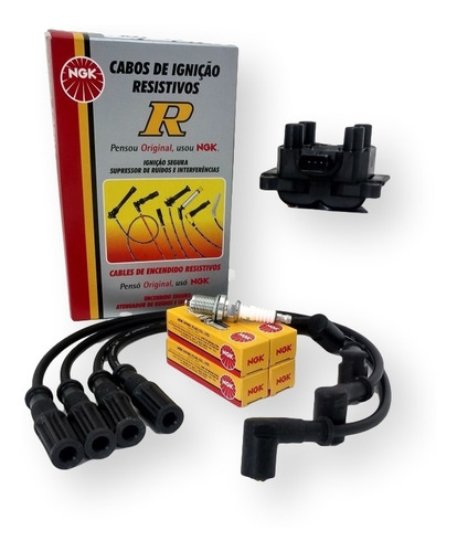 Imagen 1 de 3 de Kit Bobina+cables+bujia Fiat Idea Punto 1.4 8v Fire