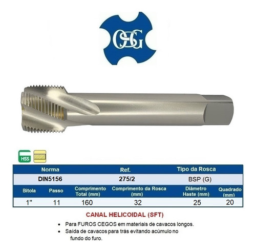 Macho Maquina 1x11 Bsp Sft 275/2 Din5156 - Osg