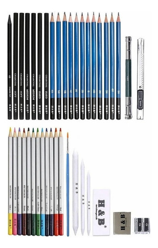 Kit De Lápis De Desenho Realista Profissional (41 Peças)