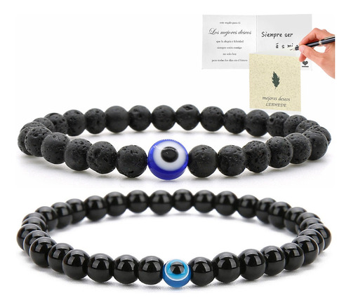 2pzs Pulsera Ojo Turco Regalo Hombre Mujer Suerte Proteccion