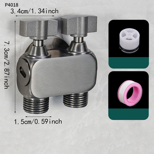 1in 2 Out Double Control Valve Washing Machine Kit Gris