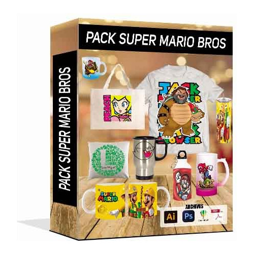Pack Super Mario Bros Diseños (sublimado, Serigrafía, Tazas)