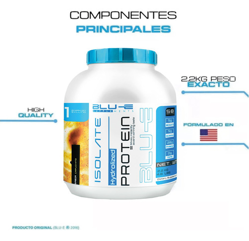 Proteína Whey Hidrolizada Isolate Blu-e 2.2kg Varios Sabores Capuchino
