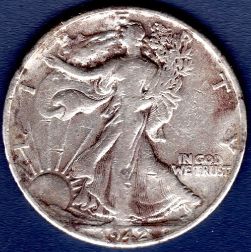 1/2 Dolar 1942 Moneda De Plata 900 Estados Unidos De América