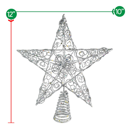 Decoración Estrella Plateada Remolino 3d Para Árbol Navidad