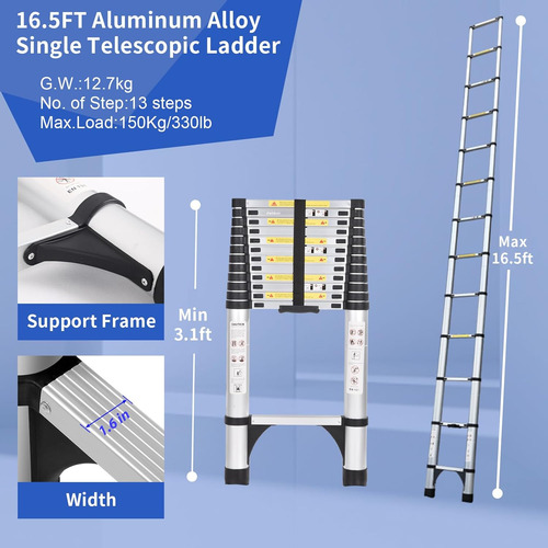 Escalera Telescópica De Aluminio Ligera De 5 M