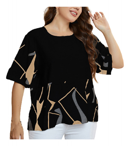 Playeras Casuales Para Mujer Con Estampado De Talla Grande,