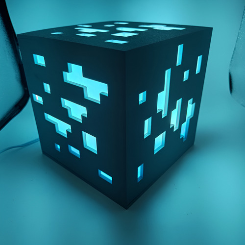 Lámpara Cubo Minecraft Bloque Piedra Diamante Oro Redstone