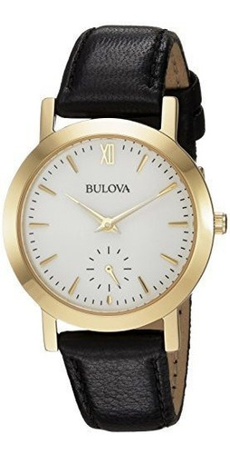 Reloj Casual De Cuarzo Y Cuero Bulova Para Mujer, Color: Neg