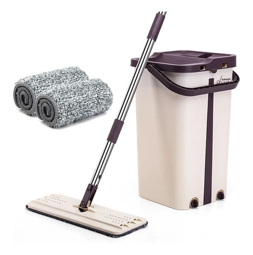Trapeador Plano Escurridor Balde + 2mopas De Microfibra