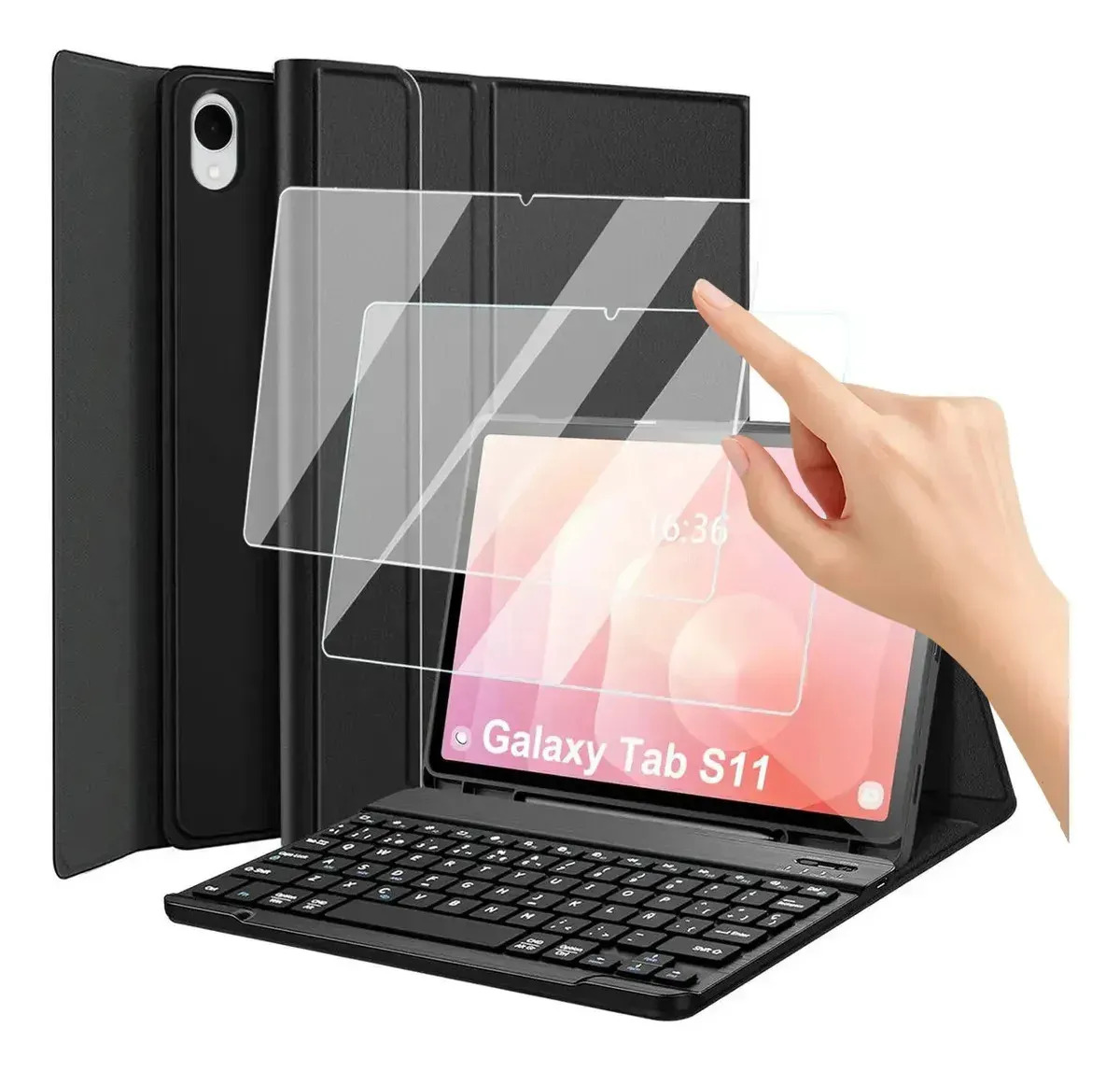 Funda Y 2 Micas Protector Para Samsung Galaxy Tab S11(2025 11in) .luchefat Negro