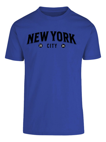 Playera De Hombre Estampado New York City Letras Casual