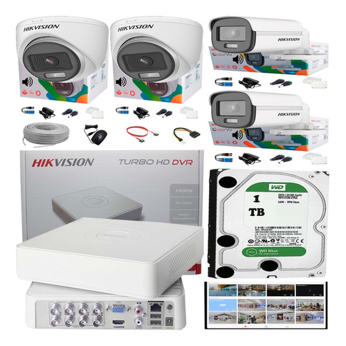 Kit De Seguridad Cctv Hivision Dvr 8 Ch + 4 Camaras