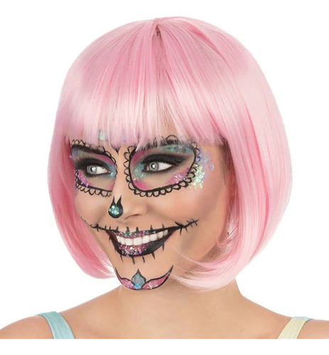 Peluca Sintetica Rosa (brillante) Bmakeup