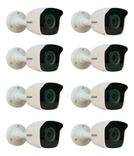 Kit 8 Cameras Bullet Hikvision 20m Lente 2,8mm 720p 4 Em 1