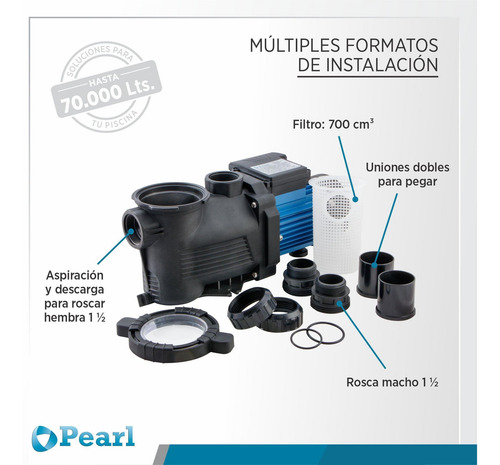 Bomba Pileta Autocebante Pearl Mini Pool 75m 0.75 Hp