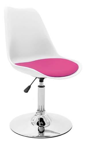 Silla Tulip Eames Para Escritorio Con Base Fija Newmo Blanca De Asiento Fucsia