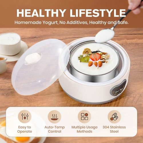 Máquina Para Hacer Yogur Probiótico, Acero Inoxidable, 1,2 L