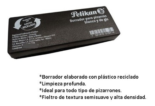 15 Borradores Para Pizarron Hecho Plástico Reciclado Pelikan