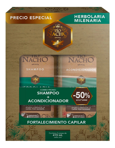 Tio Nacho Shampoo Y Acond Herbolaria Milenaria X 415 Ml C/u