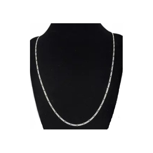 Cadena Plata 925 Tejido Fígaro 50 Cm X 2 Mm Collar Delgada