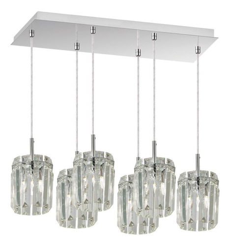 Colgante 6 Luces Canopus Cristal Apto Led G9 Moderno Pal