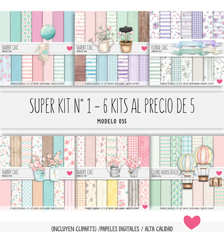 Super Kit Papeles Digitales Nro. 1 Fondos Imprimibles M35