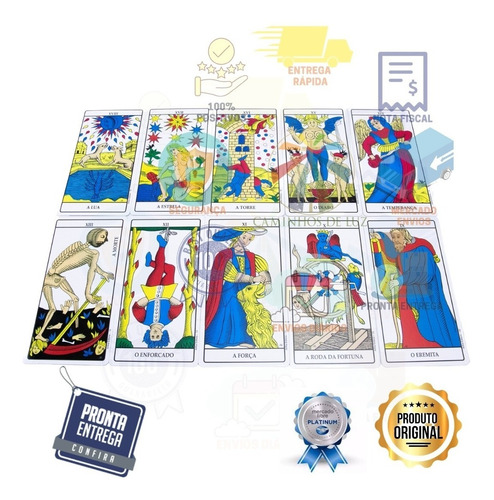 Imagem 9 de 10 de Baralho Tarot Marselha Original 78 Cartas+brinde Kit 7pedras