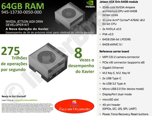 Nvidia Jetson Agx Orin 64 Gb Developer Kit 945-13730-0050-00