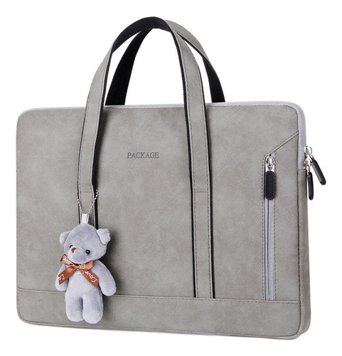 Bolsa para cuaderno para mujer de 13-15.6 pulgadas, color gris+oso, 15 ~ 15.6 pulgadas