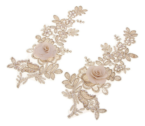 Cuello Escote Apliques De Encaje Tela Borde De , Oro