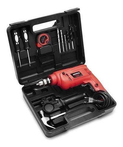 Imagem 2 de 3 de Furadeira martelete elétrica de 10mm Mondial NFFI-07M 650W + acessórios com maleta de transporte 220V
