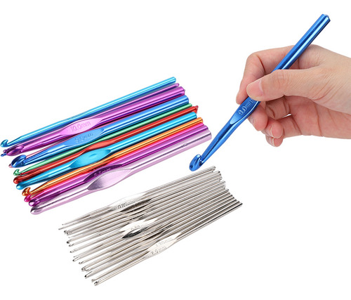 Set De Ganchillo Aluminio Multicolor Diy De Punto 30pcs