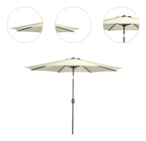 Sombrilla De Patio Sombrilla De Mesa Ventilación Beige