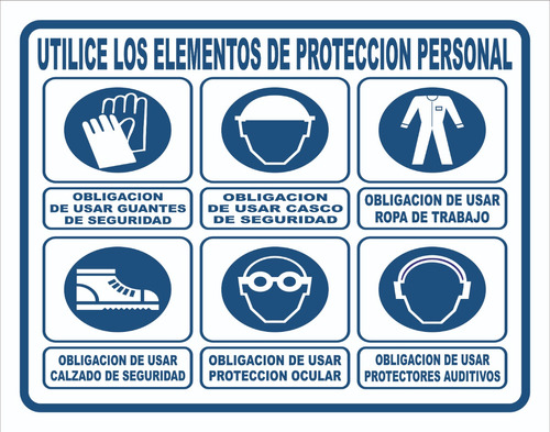 Cartel Utilice Elementos De Protección Personal 22x28 Obra