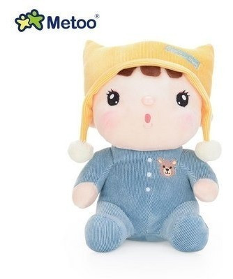 Boneca De Pano Bebê Urso Azul 22cm Metoo Com Sacolinha 