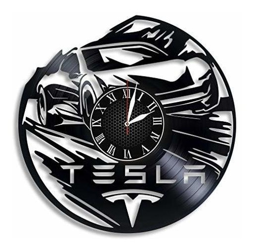 Tesla Sport Car Vinilo Reloj De Pared Tesla Model X Art...