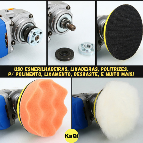 5 Discos 4 Pol 100mm Suporte Politriz Furadeira Lixa M14 Pro