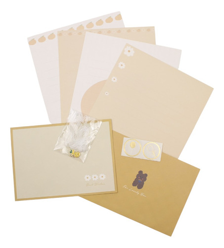 Kit 4 Papéis De Carta & 2 Envelopes Cute Pets