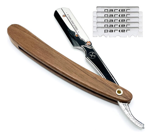 Parker39s Walnut Wood Handle Barber Straight Razor Para...