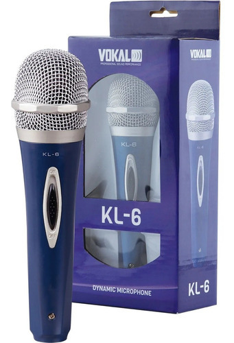 Microfone Dinâmico Vokal Kl 6 C/ Fio Cardioide Chave On/off