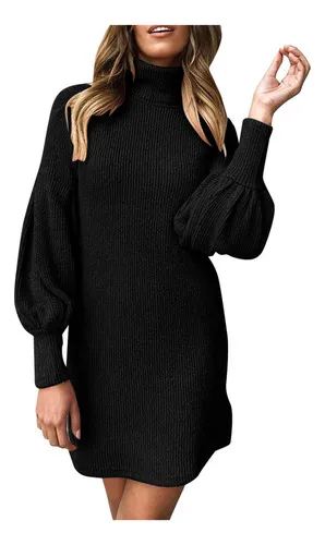Vestido negro cuello tortuga sale