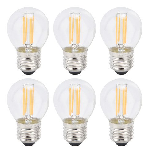 Bombilla G45, 6 Unidades, Led E27, Filamento Vintage De Vidr