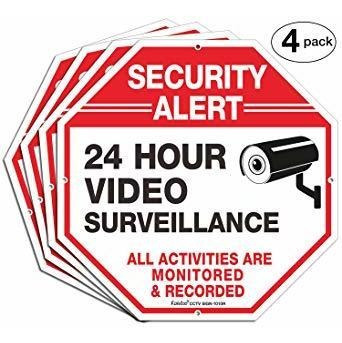 (paquete De 4)  Alerta De Seguridad, Vigilancia Las 24 Horas